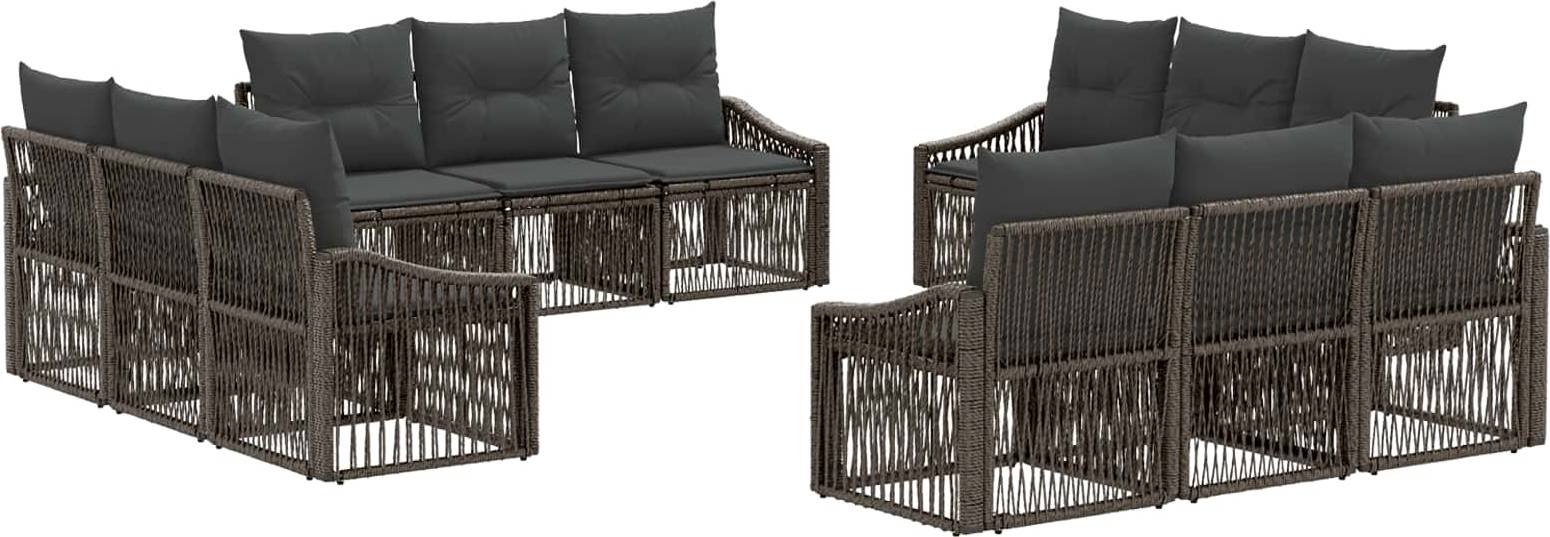 vidaXL Gartensofa Set 12 Pcs Grau Poly-Rattan