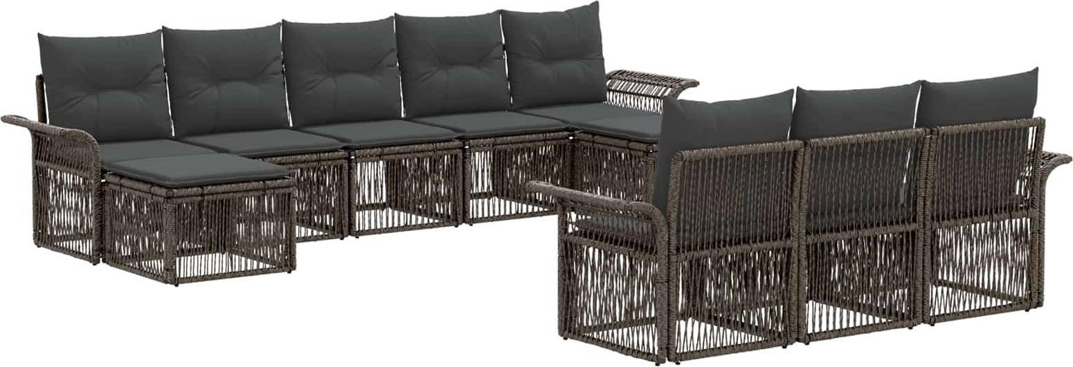 vidaXL Gartensofa Set 10 Pcs Grau Poly-Rattan Lounge-Set