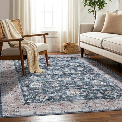 Machine washable area rugs Delara Machine Washable Area Rug 8 x 10 Blue