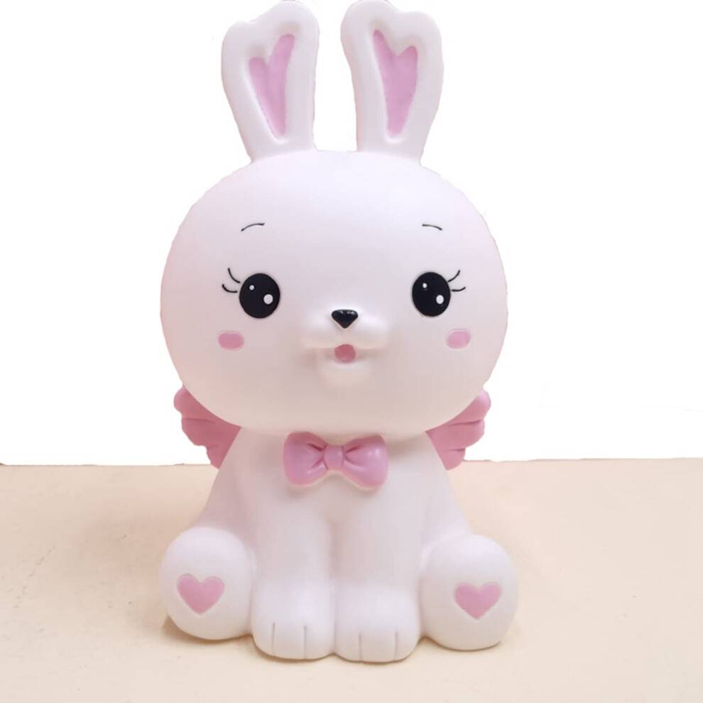 White Cartoon Angel Rabbit Piggy Bank