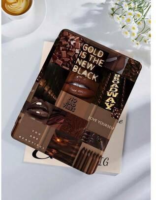 Shein Black Coffee Collage Pattern Tablet Case