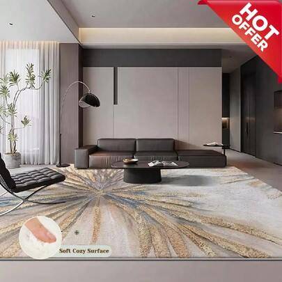 Shein Modern Abstract Velvet Rug Soft Comfortable Surface Grey cm