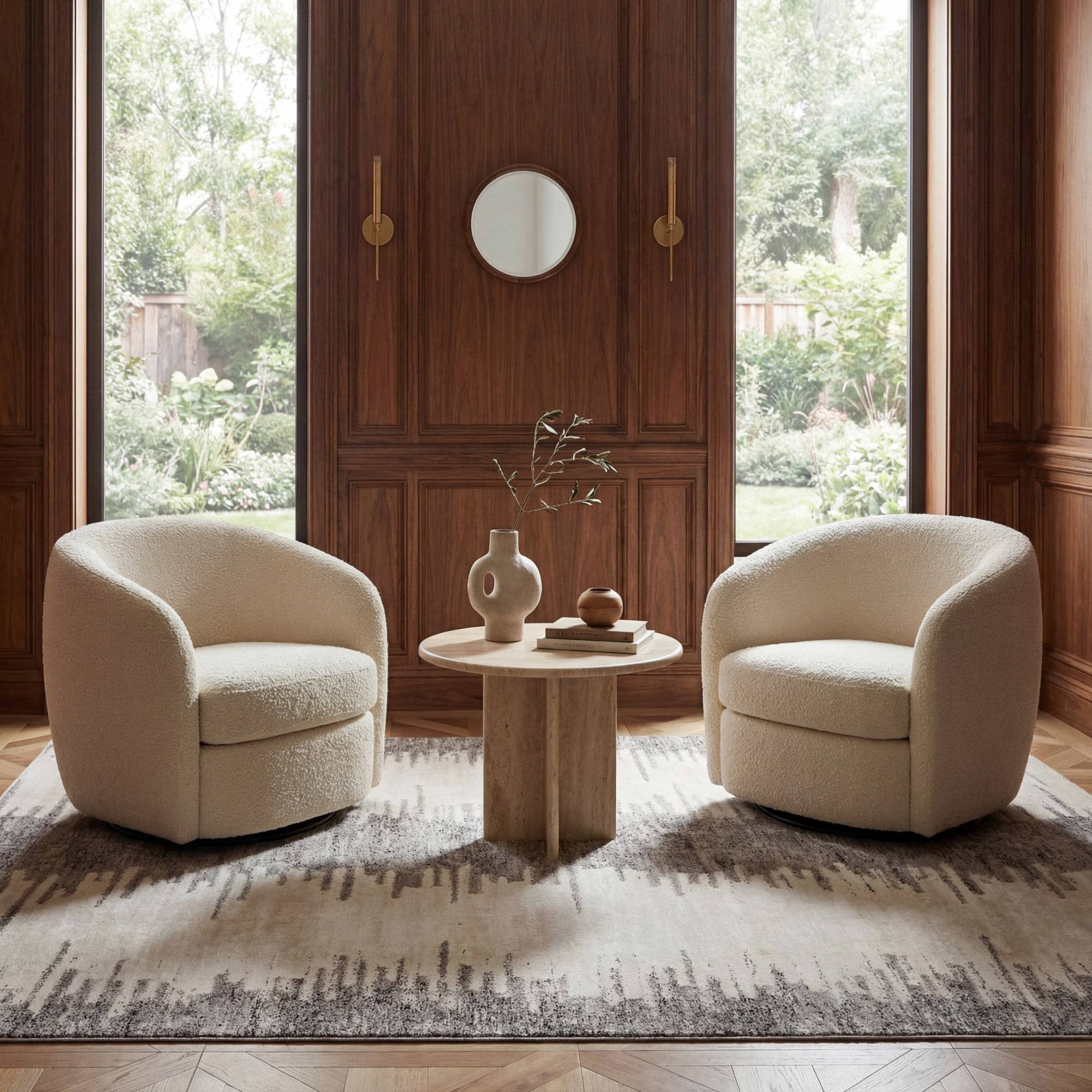 Nuloom Olisse Abstract Washable Rug 5x7 In White