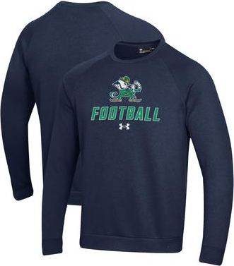 Under Armour Fighting Irish Football Rival Fleece Raglan Pullover - Navy