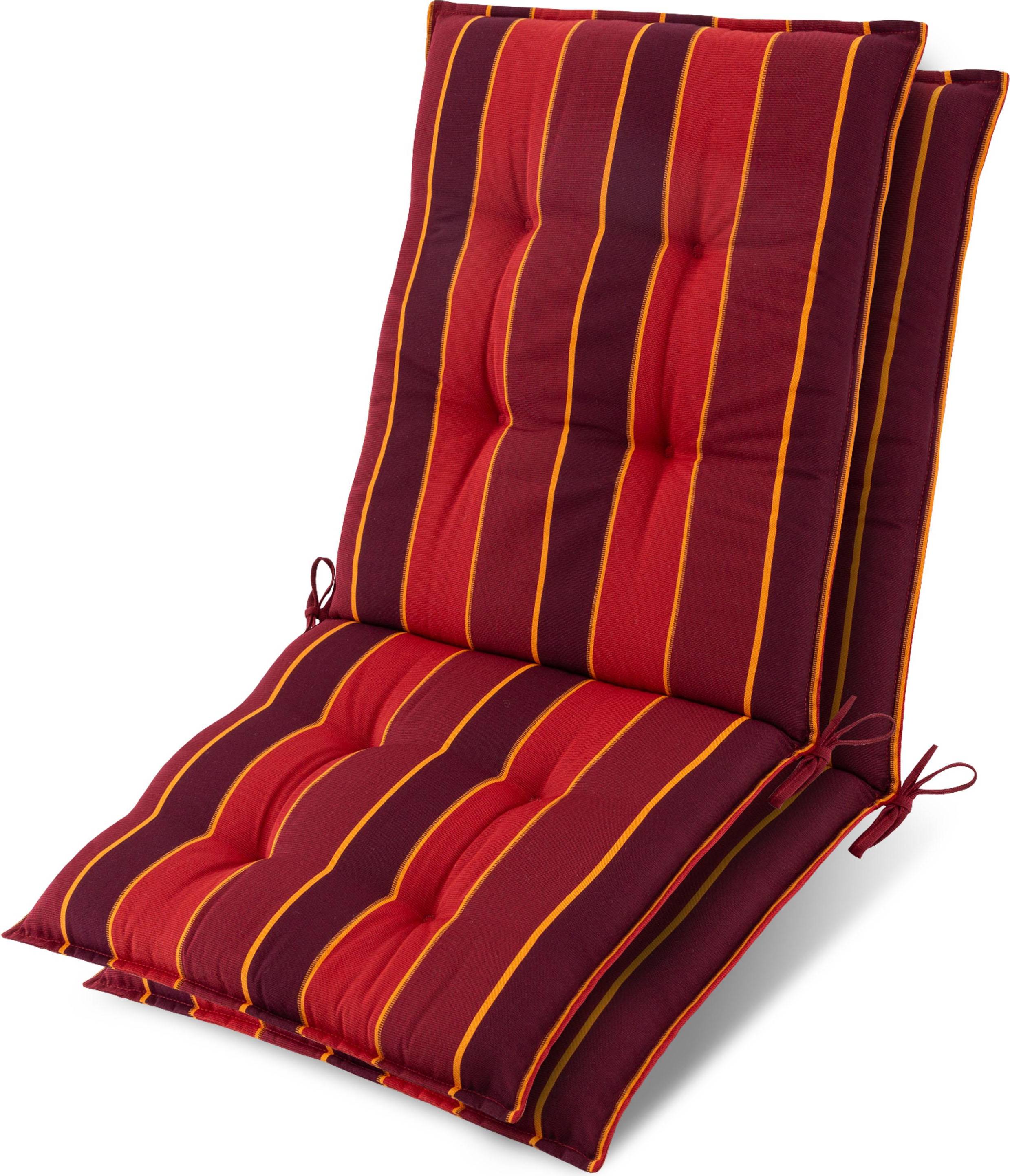 Beautissu Lot 2 Coussins d'Appui Sun-NL 100 x 50 x 8 cm Rayures Rouges Coussin de chaise Rouge