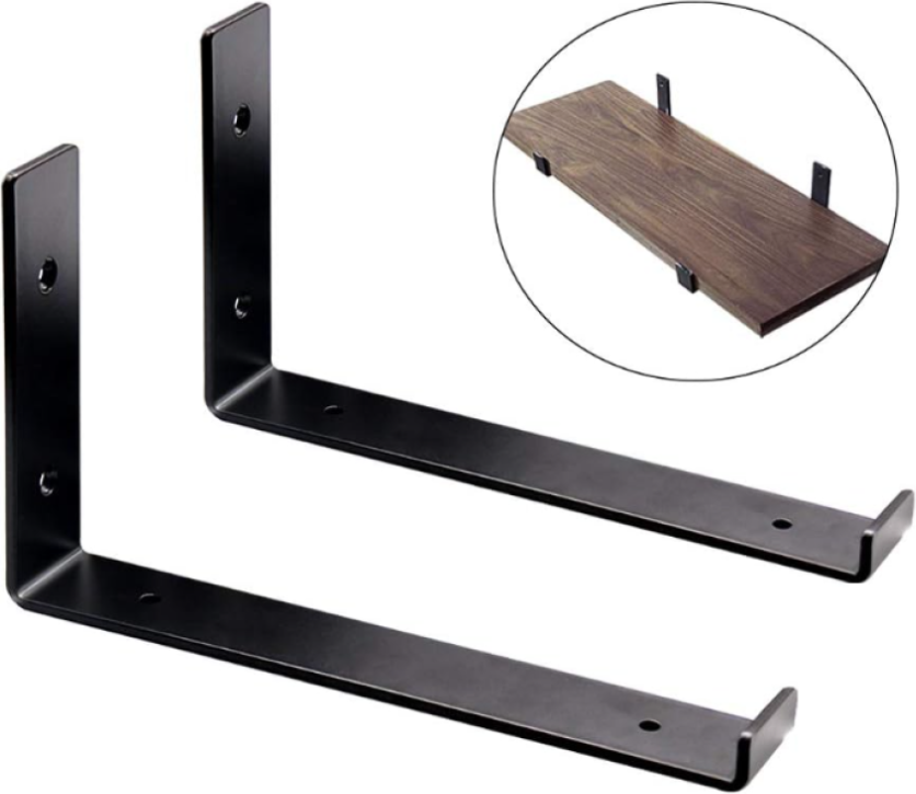 Black metal shelf brackets Rustic Charm Shelf Brackets Shelving System