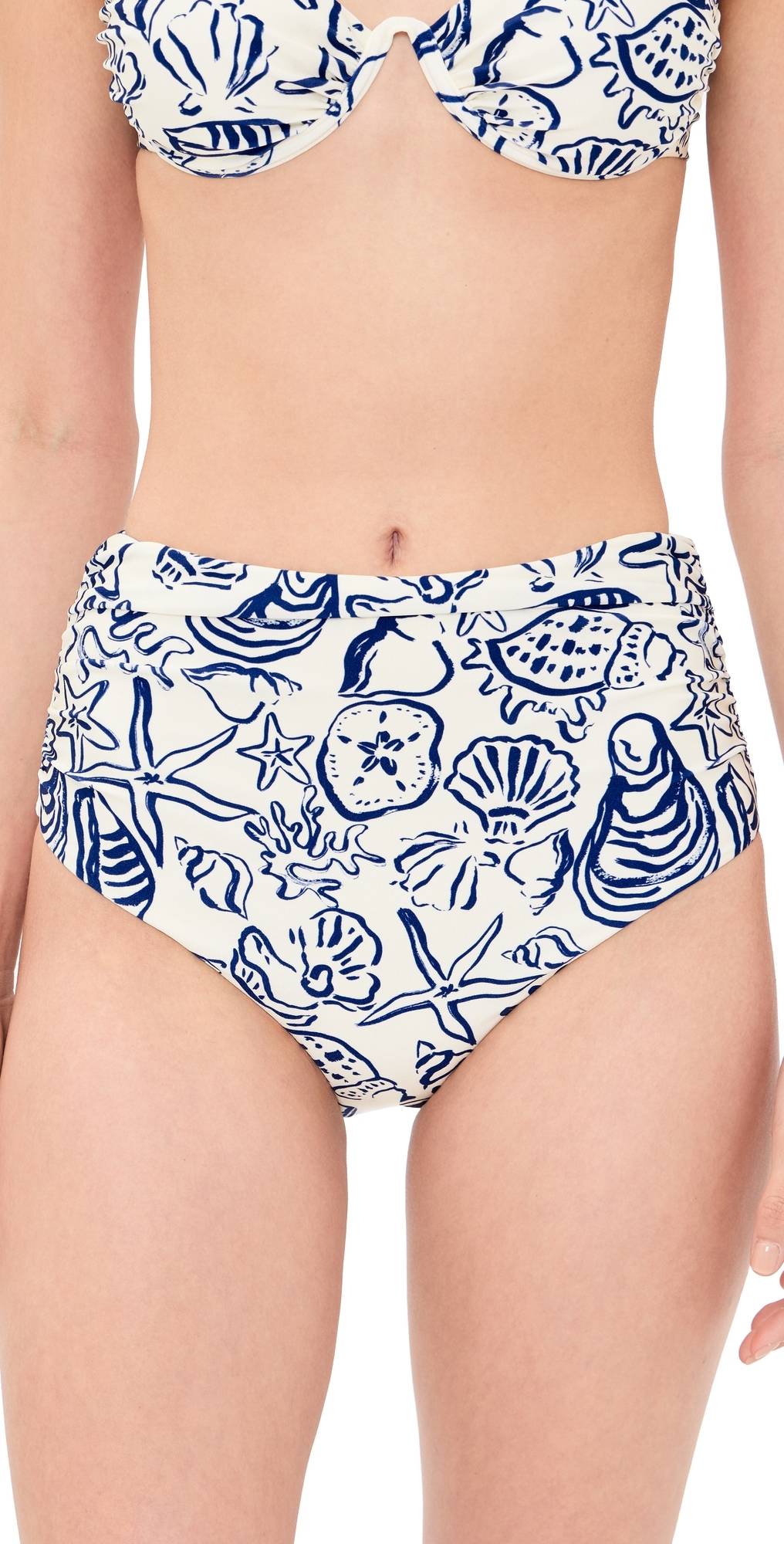 Teya High-Rise Bikini Bottoms Ruched - White