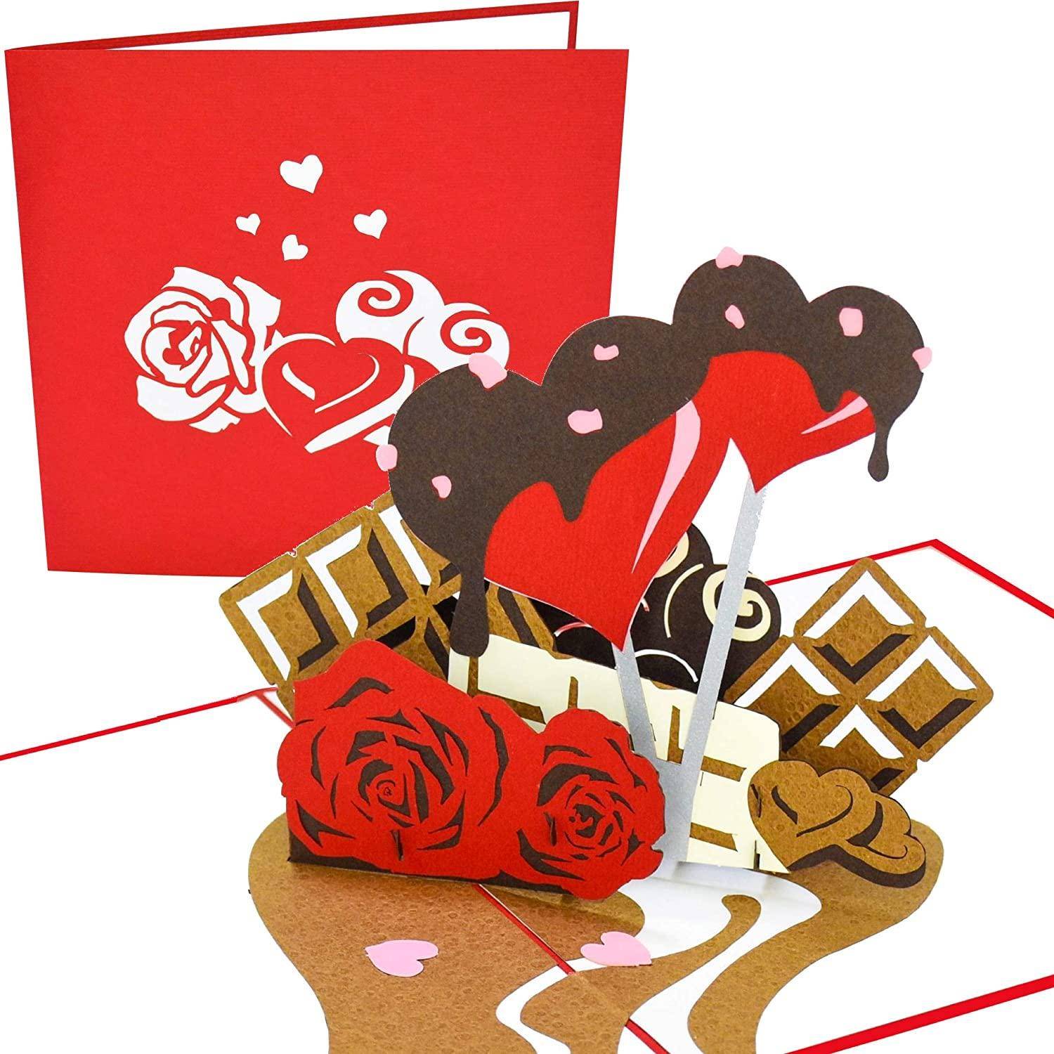 Red roses Etsy Red Roses Chocolates Pop Up Card