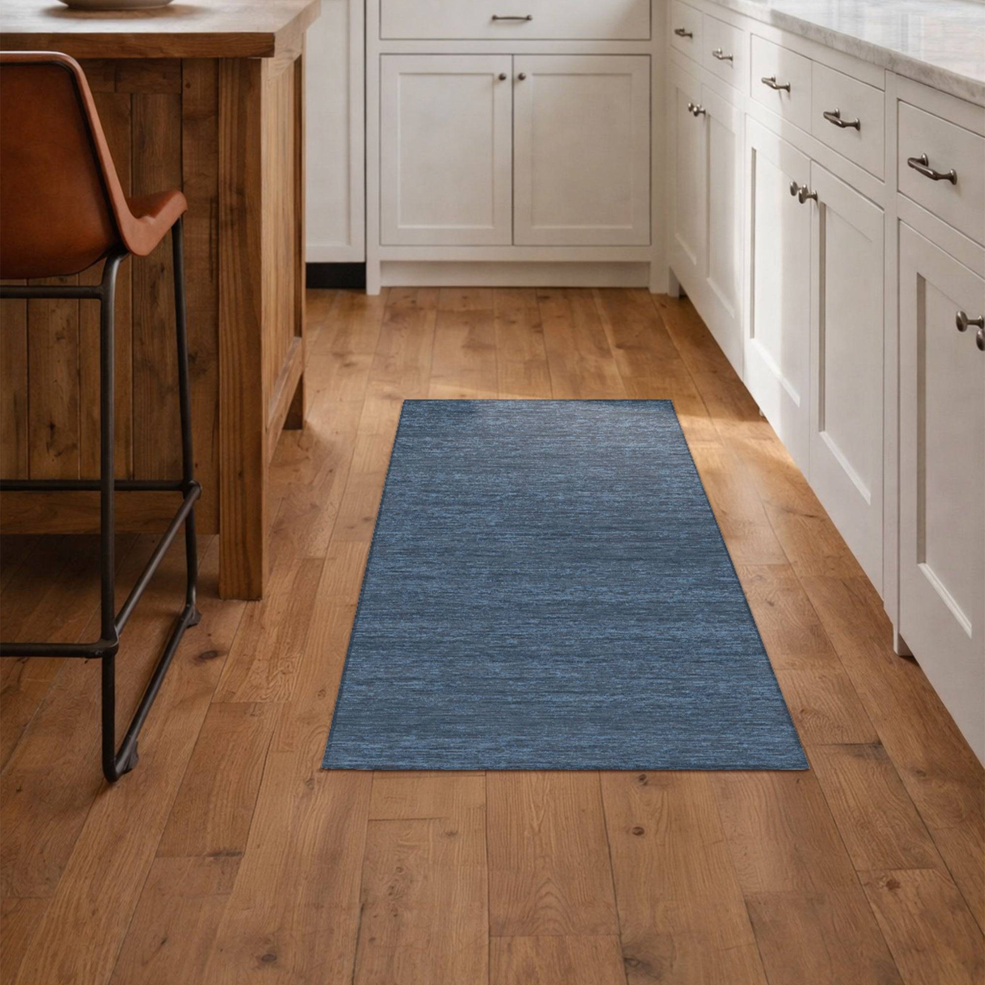 My Magic Carpet Solid Denim Machine Rug Blue