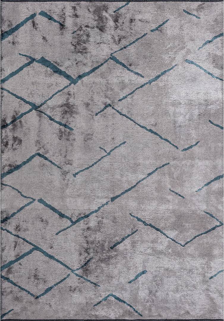 Ebern Designs Abstract Area Rug Hand Loom Using Cotton Polyester Blue