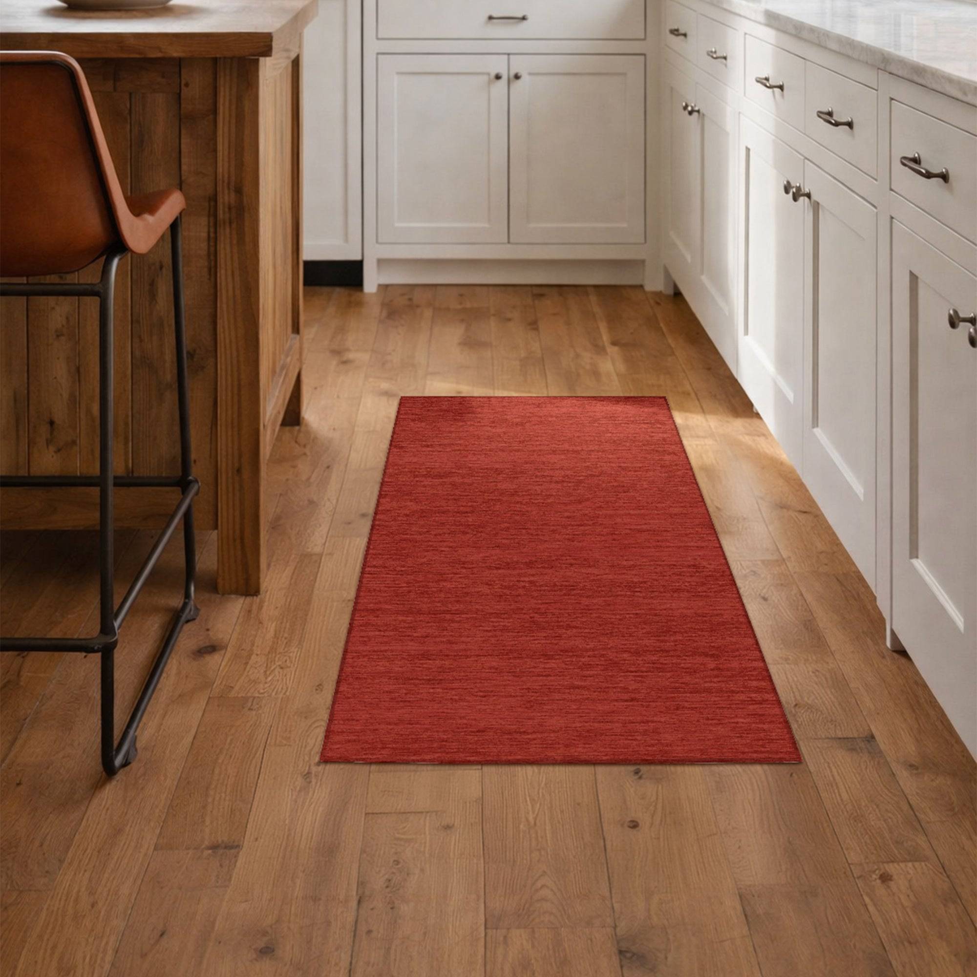My Magic Carpet Solid Washable Rug Red