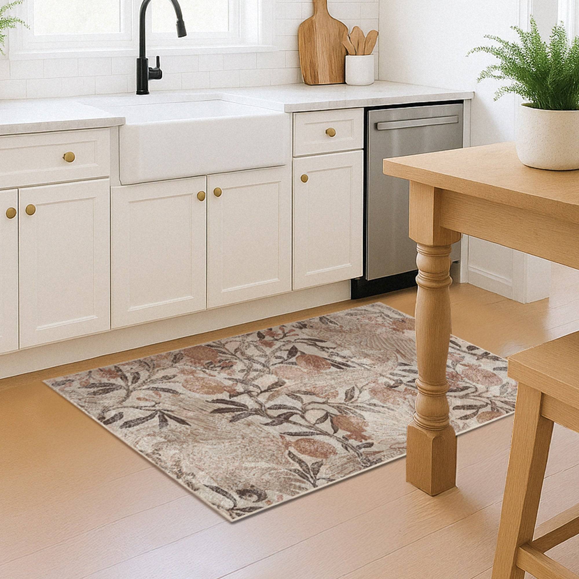 My Magic Carpet Eden Floral Machine Rug Brown
