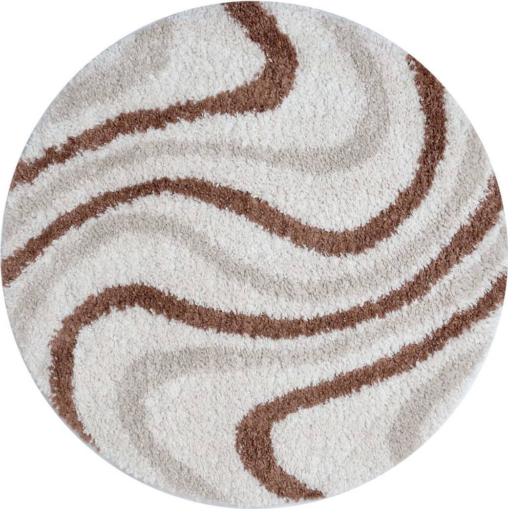 THE RUGS Moodi Modern Shaggy Area Rug Abstract Wavy Line Brown