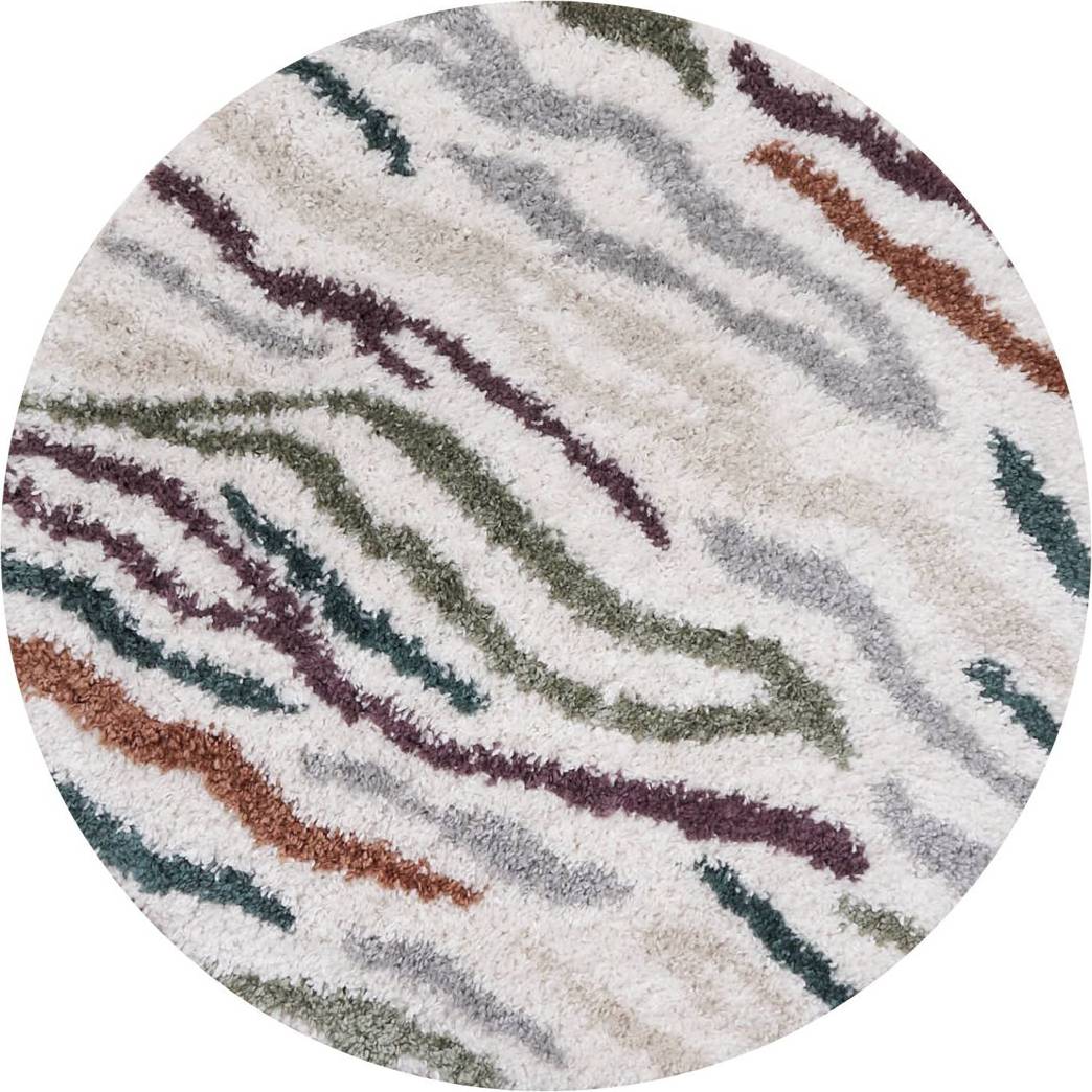THE RUGS Moodi Modern Shaggy Area Rug Abstract Brushstroke Line Design 120 cm Multicolour, White