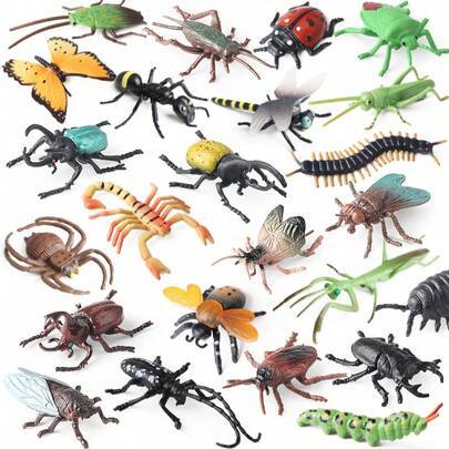 Shein 24pcs Realistic Mini Insect Animal Model Toy Set