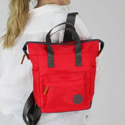 Heavenly Feet Backpack Riviera Red Soft Textile Zip Pocket Adjustable