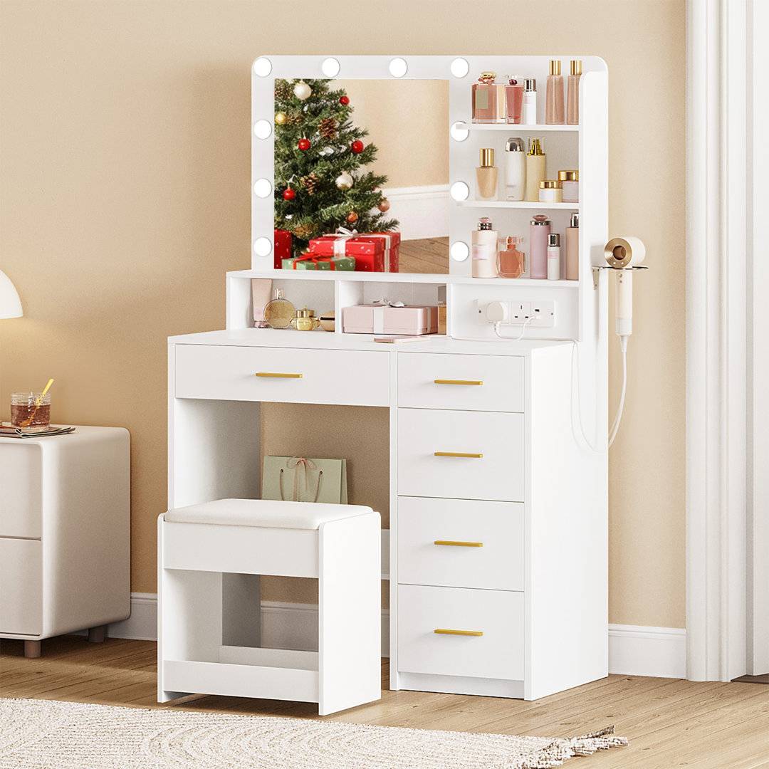 Brayden Studio 3-Colour LED with Plug Dressing Table