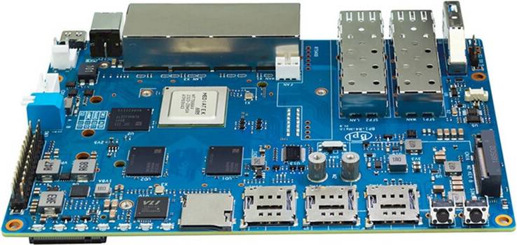 Tauoh Banana Pi-R4 Quad-Core Arm A73 4 GB DDR4 8 EMMC Smart Router Board