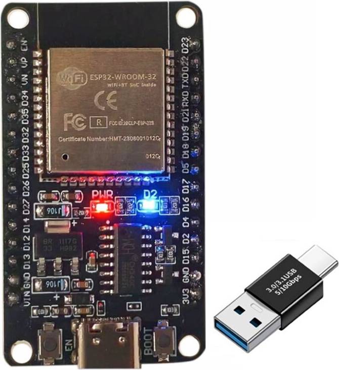 Wi-Fi Microcontroller Development Board (ESP32 Compatible) with USB Adapter
