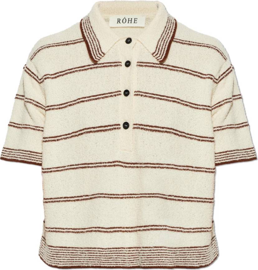 Striped Pattern Polo Bomuld - Beige