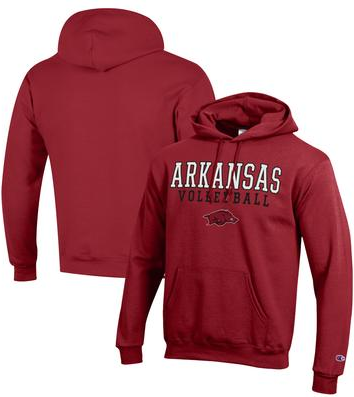 Champion Cardinal Arkansas Razorbacks Stack Logo Volleyball Pullover Hoodie