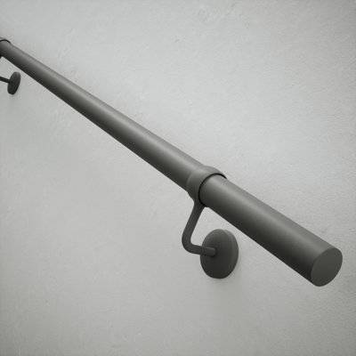 Rothley Textured Grey Steel Rounded Handrail Kit 2.4M D 40mm