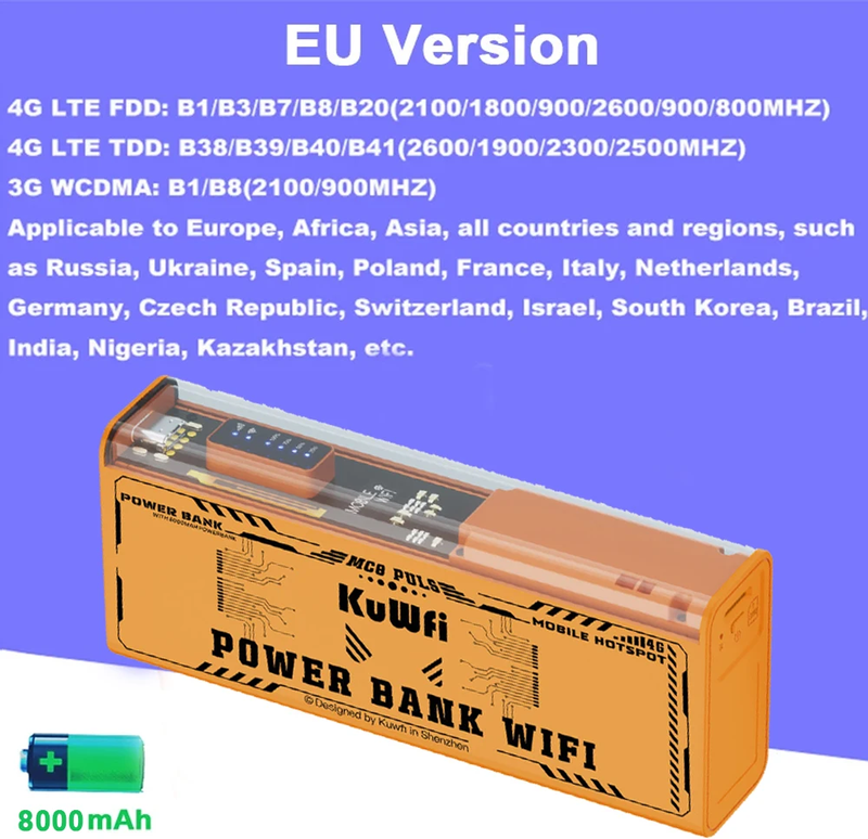 Maxpower 4G WiFi Mobile Router Mini LTE 8000mAh