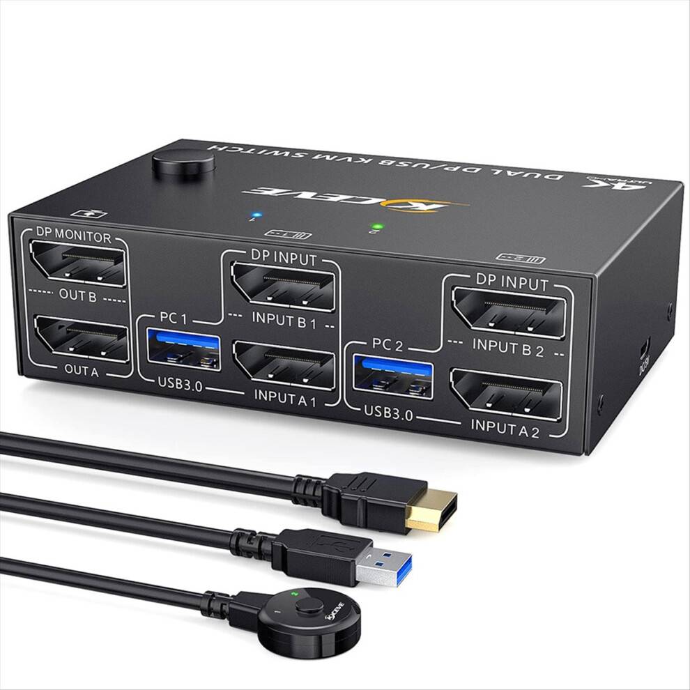Typecat KVM Switch Dual Monitor DisplayPort 4 USB3.0