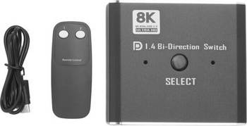 Sodial 8K DisplayPort Switch 2 In 1 Out with Remote Control