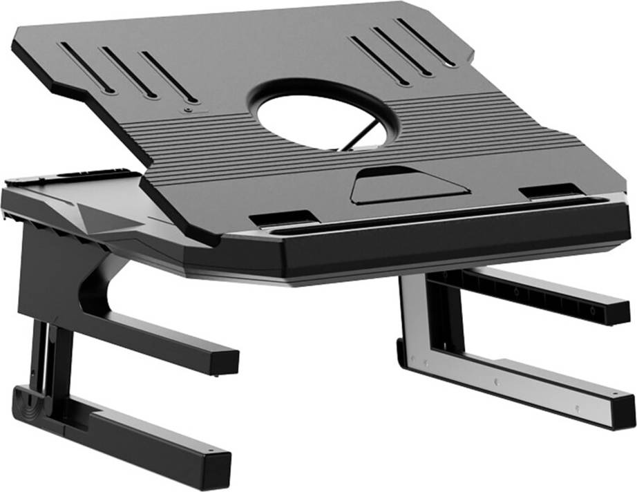 Black Foldable Laptop Riser With Rotating Base
