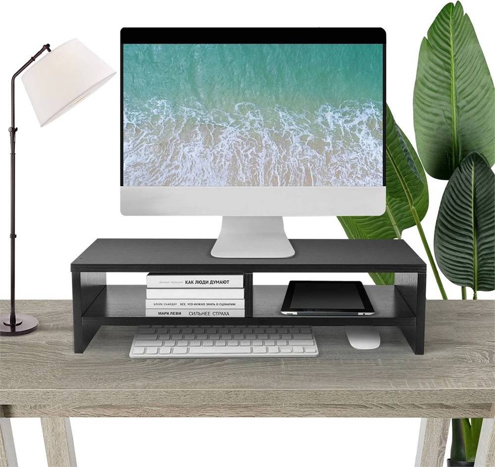 Black Desktop Monitor Laptop Stand Riser Shelf