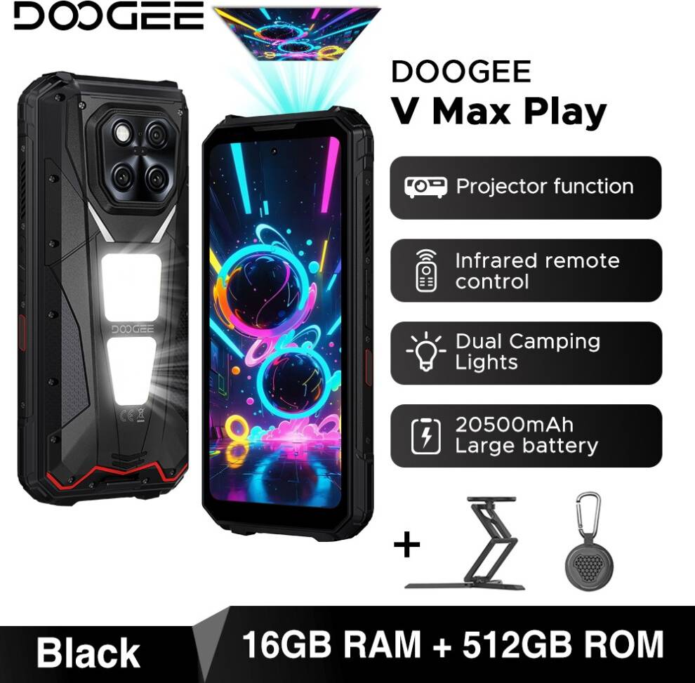 V Max Play 5G Projector Rugged Phone
