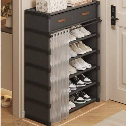 Multi rack Shein Multi-Tier With Curtain Shoe Rack