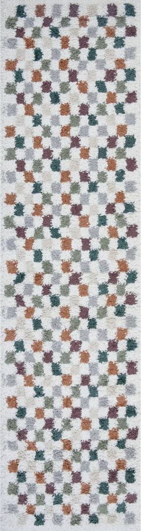 THE RUGS Moodi Modern Shaggy Area Rug Checkered Multicolour