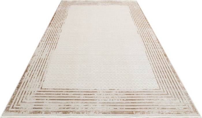 Ebern Designs Geometric Bordered Bedroom Rug Machine Black