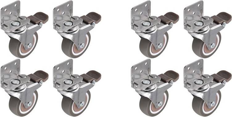 Typecat 2 Inch LShaped Rubber Side Mount Casters Set