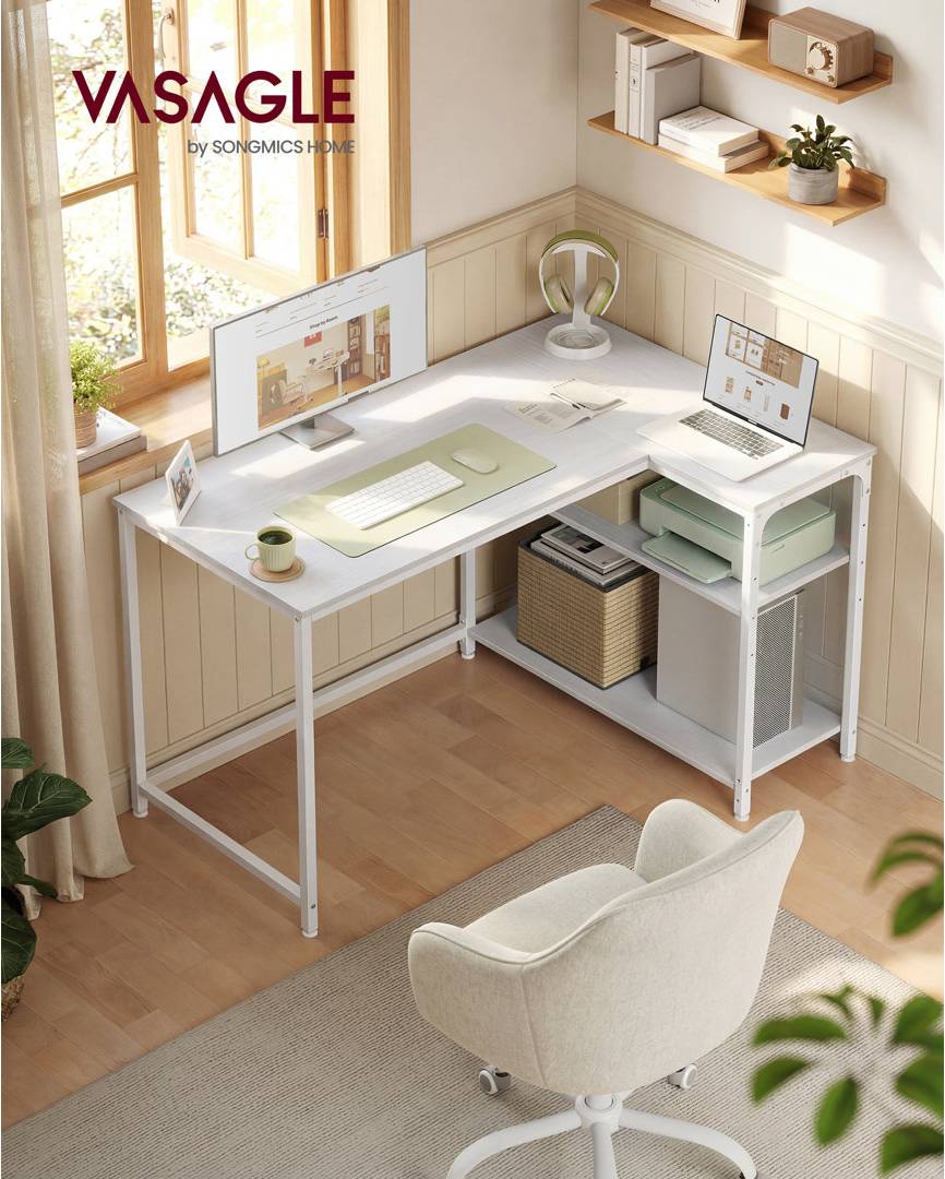 Corner computer desk with storage Inbox Zero Corner Computer With Adjustable Storage Writing Desk