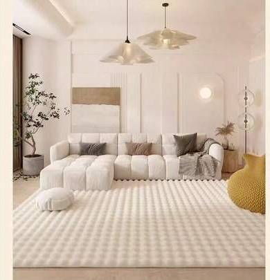 Shein Soft Fluffy Faux Rabbit Fur Rug Beige cm