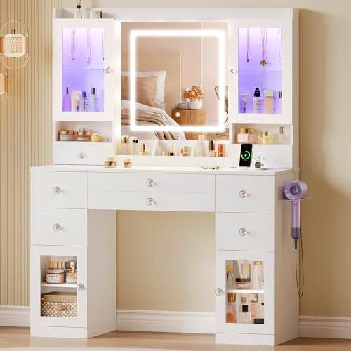 Dripex Vanity Desk with LED Lights Dressing Table