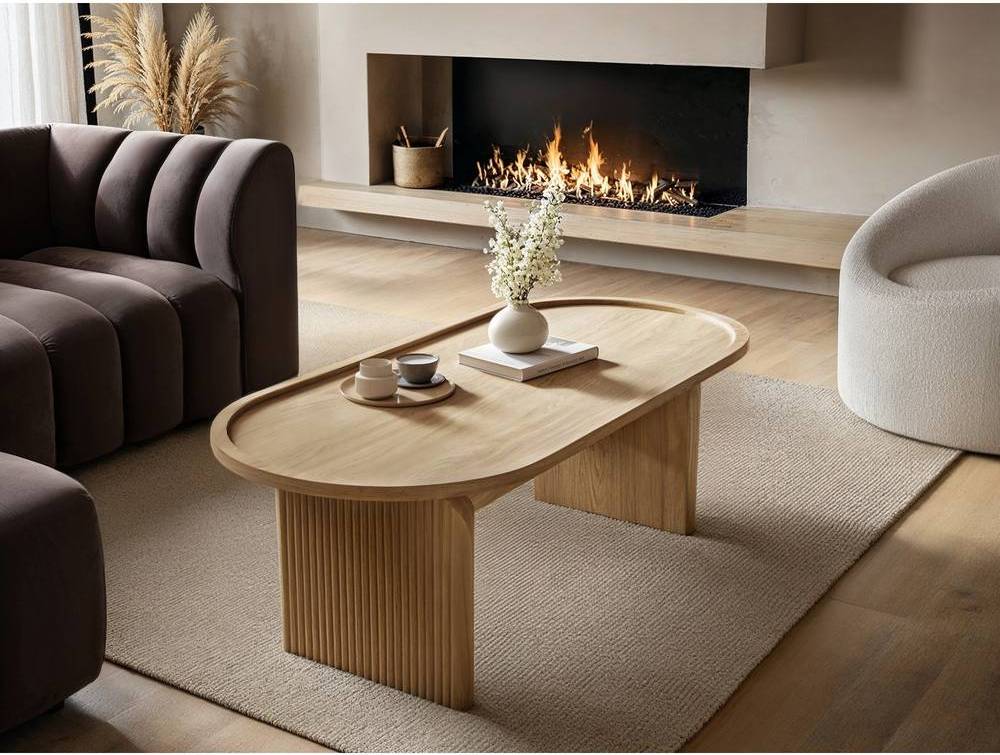 Solace+Co Varm Ribbed Oak Coffee Table