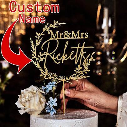 Shein Customized Mr Mrs Topper Rustic Style Cake Decoration
