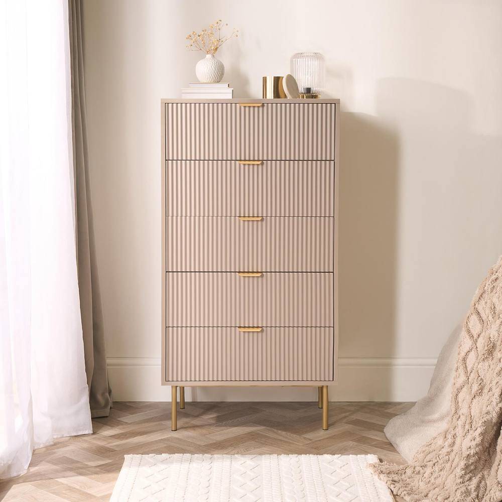 OHS Ribbed 5-Drawer Chest - Natural