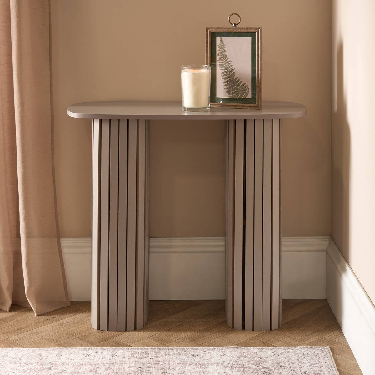OHS Madison Ribbed Engineered Wood Entryway Display Desk Console Table