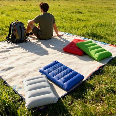 Shein Square Inflatable Travel Support Neck Pillow Multicolor