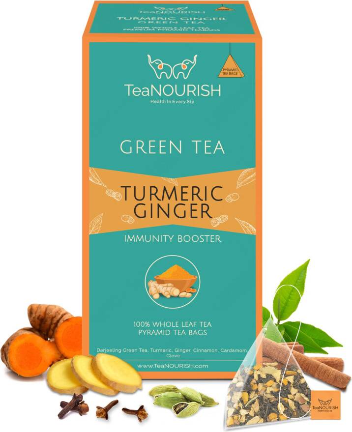 Turmeric Ginger Green Tea 20 Count Pyramid
