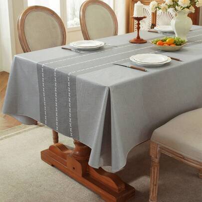 Shein Waterproof Rectangular PVC Tablecloth Grey
