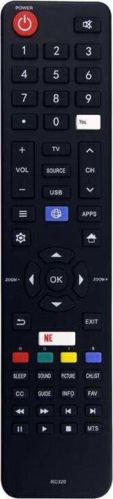 Saudism Télécommande Remplacement RC320 Téléviseur Intelligent