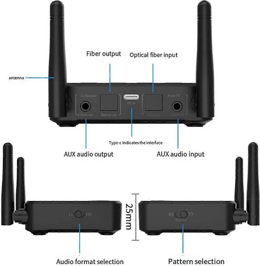 Bluetooth 5.2 Receiver Transmitter 2-In-1 Audio Adapter