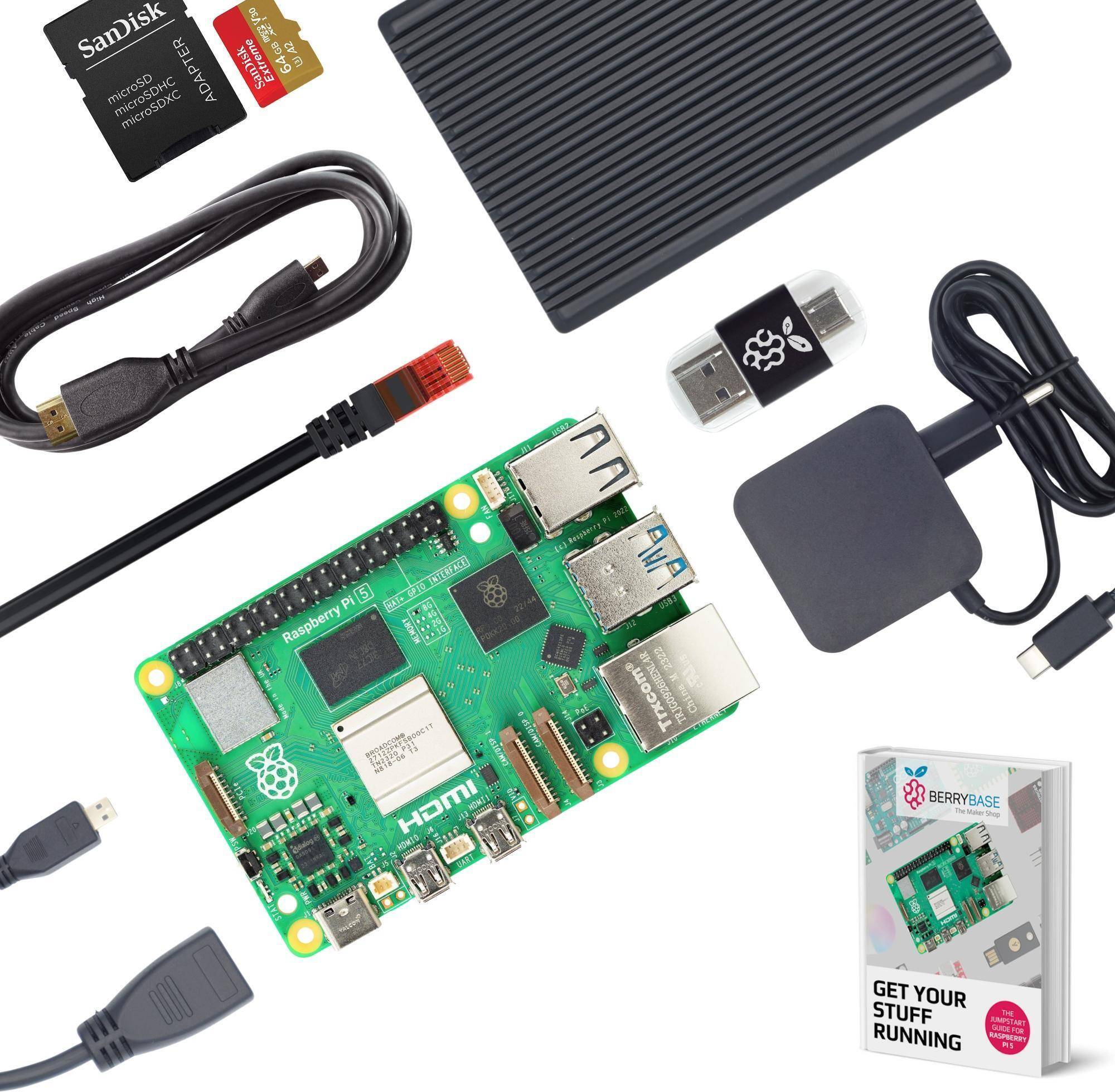 BerryBase Raspberry Pi 5 4GB Passive Cooler Starter Kit