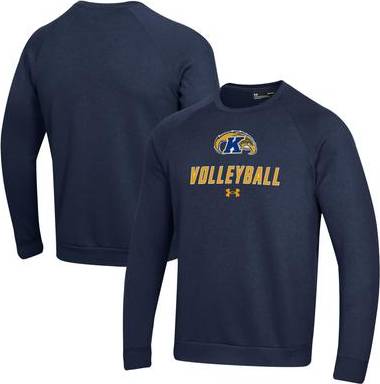 Under Armour Men's Navy Kent State Golden Flashes Volleyball Rival Fleece Raglan Pullover Sweatshirt.